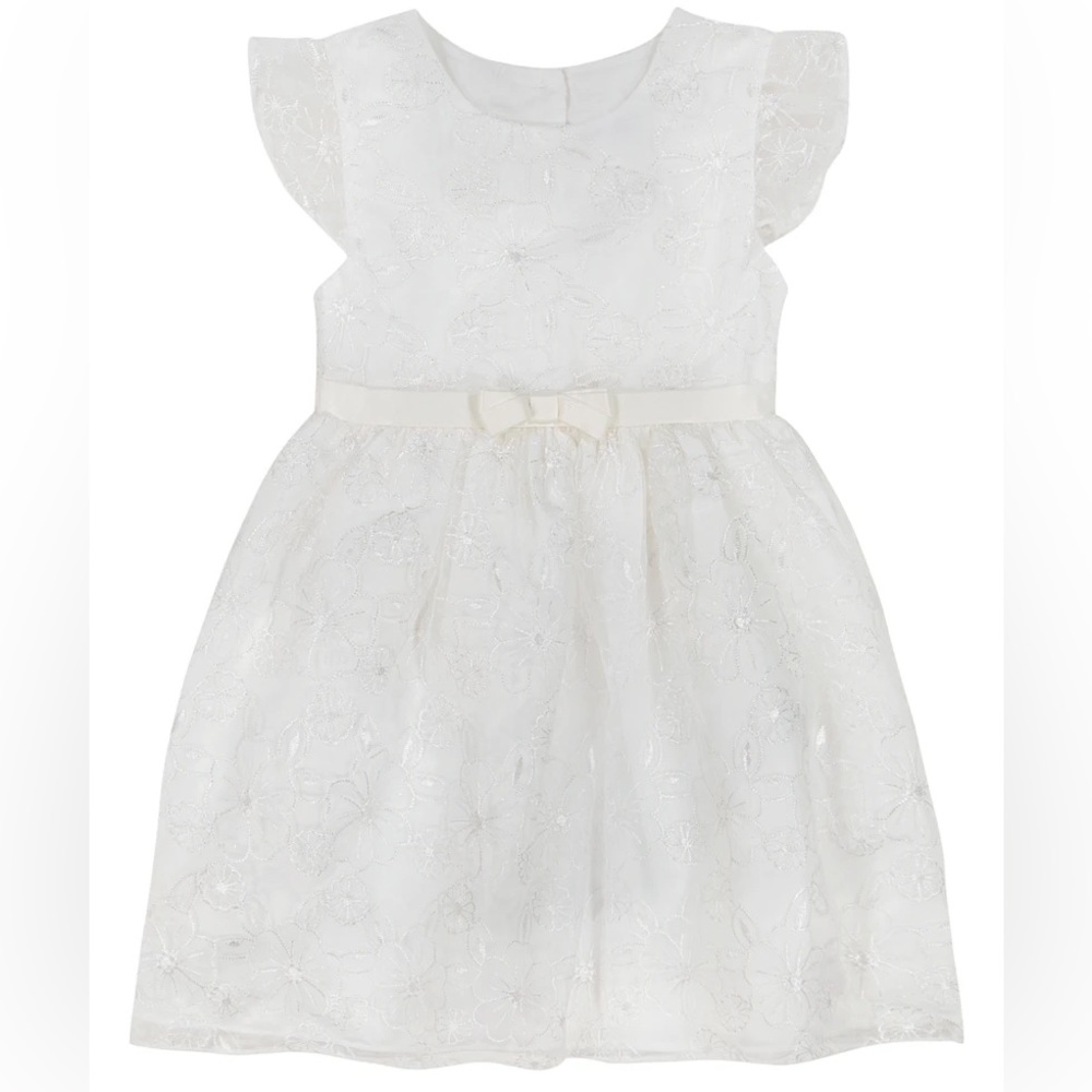 Elegant White Floral Dress toddler infant Easter christening baptism 18 month